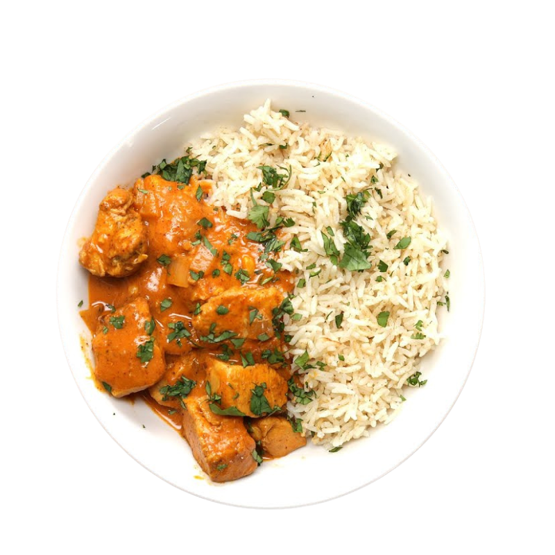 Butter chicken (half ) & rice with juice