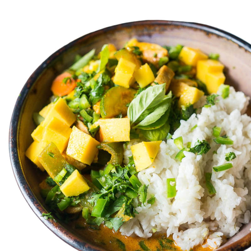 Mango chicken (half ) & rice with juice